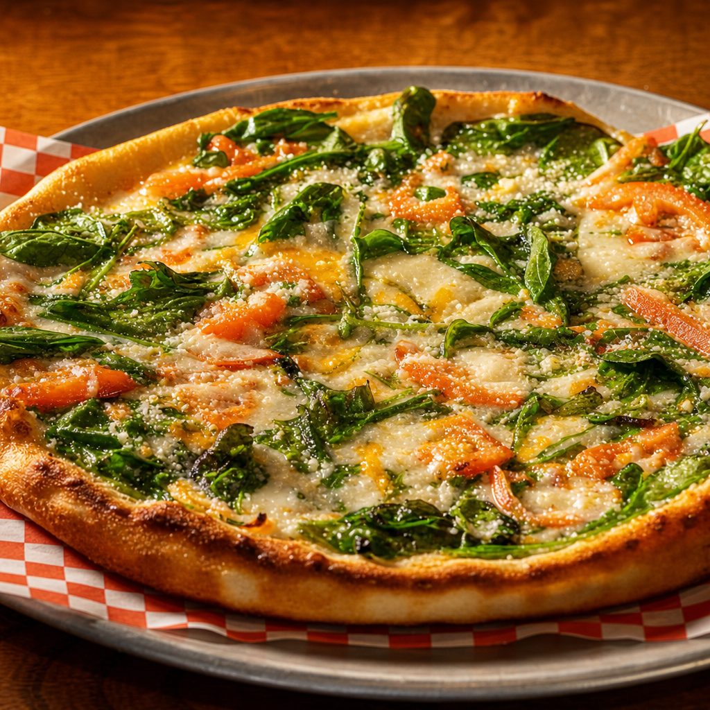 Spinach, Garlic, & Tomato Pizza 12" Regular (8 Slices).